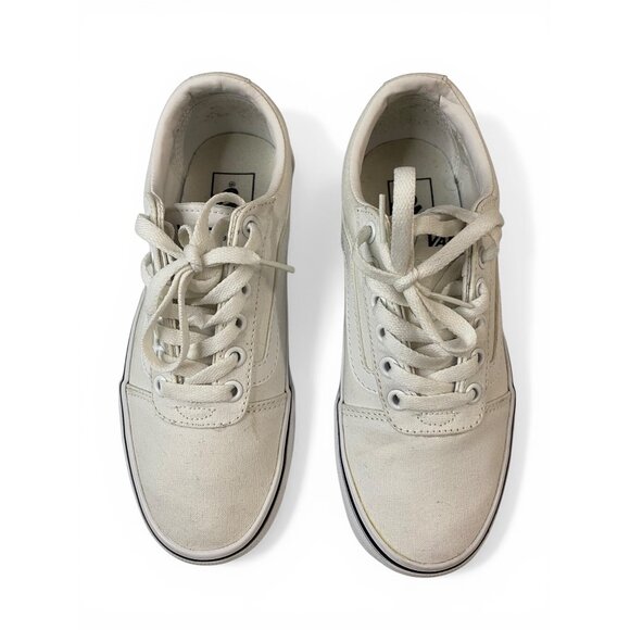 Vans Old Skool White Canvas Sneakers Womens 6 Off White Low Top Casual - Picture 4 of 14